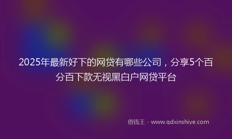 2025年最新好下的网贷有哪些公司，分享5个百分百下款无视黑白户网贷平台