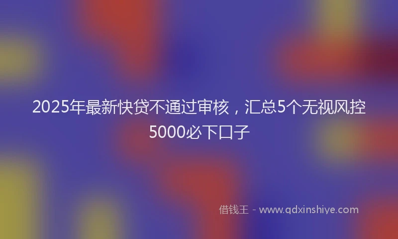 2025年最新快贷不通过审核，汇总5个无视风控5000必下口子