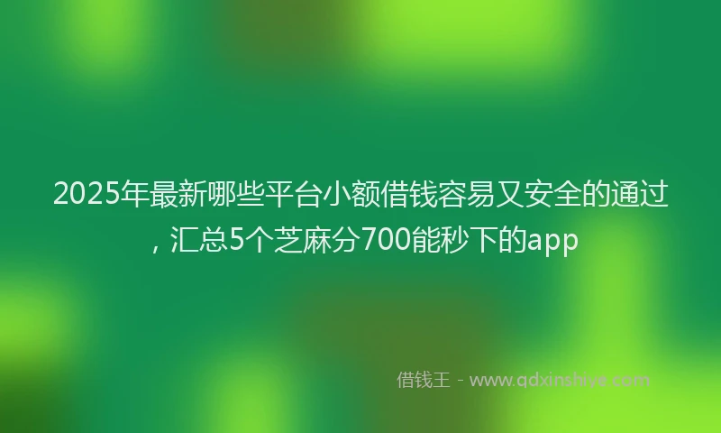 2025年最新哪些平台小额借钱容易又安全的通过，汇总5个芝麻分700能秒下的app
