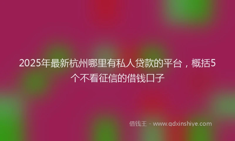 2025年最新杭州哪里有私人贷款的平台，概括5个不看征信的借钱口子
