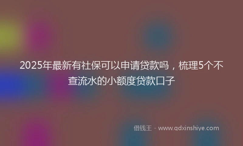 2025年最新有社保可以申请贷款吗，梳理5个不查流水的小额度贷款口子