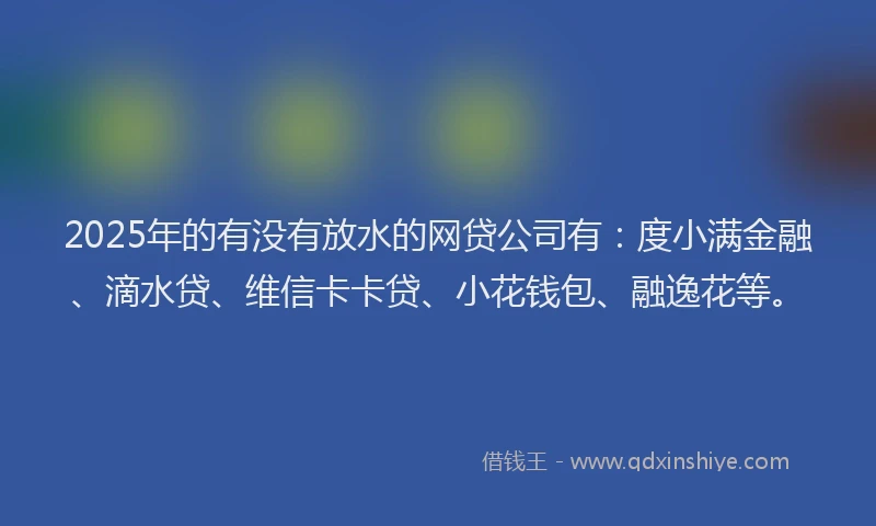 2025年的有没有放水的网贷公司有：度小满金融、滴水贷、维信卡卡贷、小花钱包、融逸花等。
