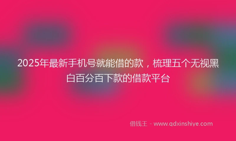 2025年最新手机号就能借的款，梳理五个无视黑白百分百下款的借款平台
