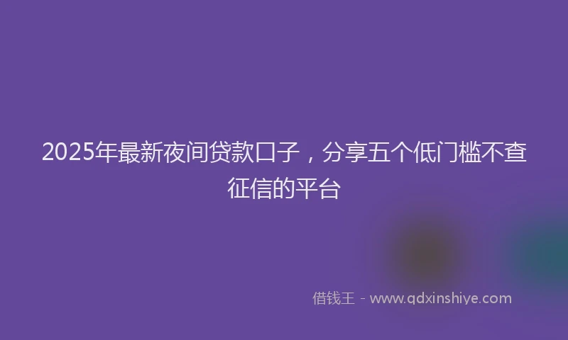 2025年最新夜间贷款口子，分享五个低门槛不查征信的平台