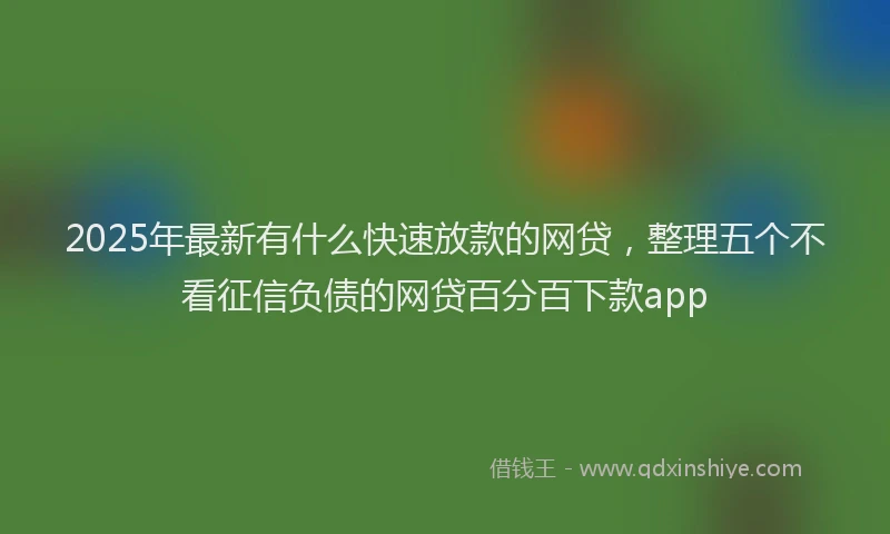 2025年最新有什么快速放款的网贷，整理五个不看征信负债的网贷百分百下款app