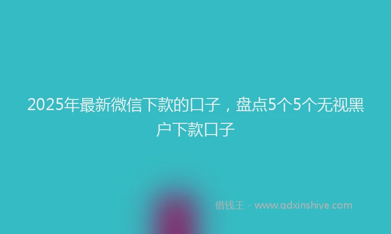 2025年最新微信下款的口子，盘点5个5个无视黑户下款口子