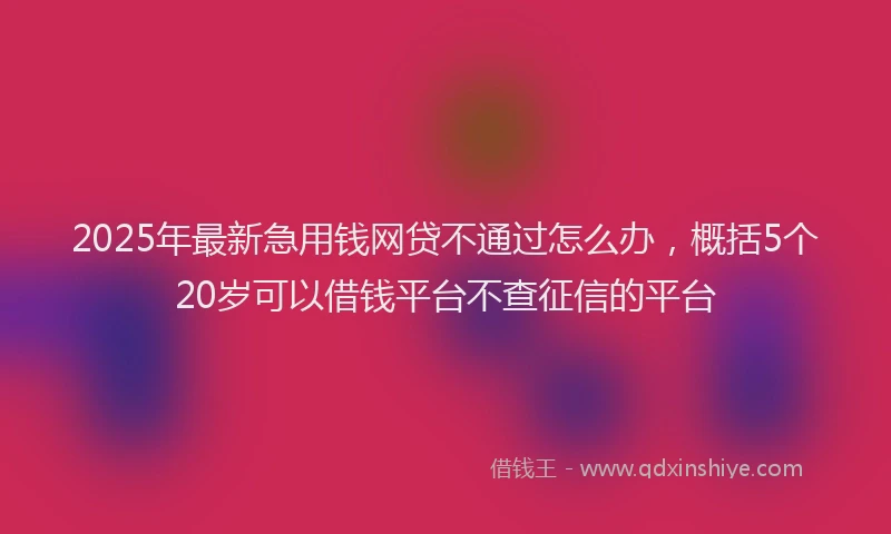 2025年最新急用钱网贷不通过怎么办，概括5个20岁可以借钱平台不查征信的平台