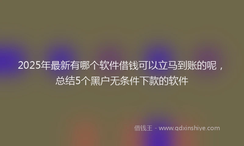 2025年最新有哪个软件借钱可以立马到账的呢，总结5个黑户无条件下款的软件