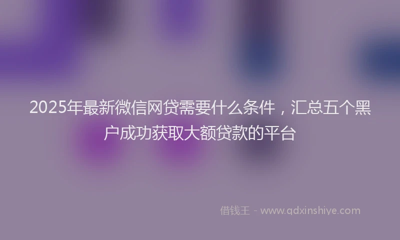 2025年最新微信网贷需要什么条件，汇总五个黑户成功获取大额贷款的平台