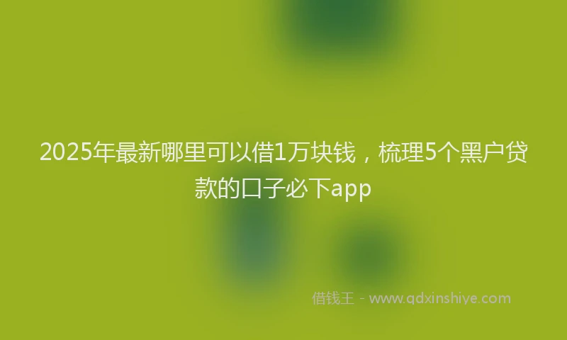2025年最新哪里可以借1万块钱，梳理5个黑户贷款的口子必下app