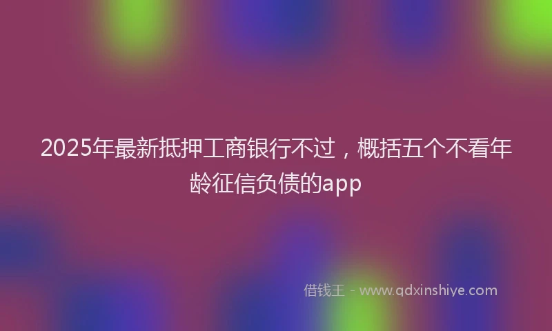 2025年最新抵押工商银行不过，概括五个不看年龄征信负债的app