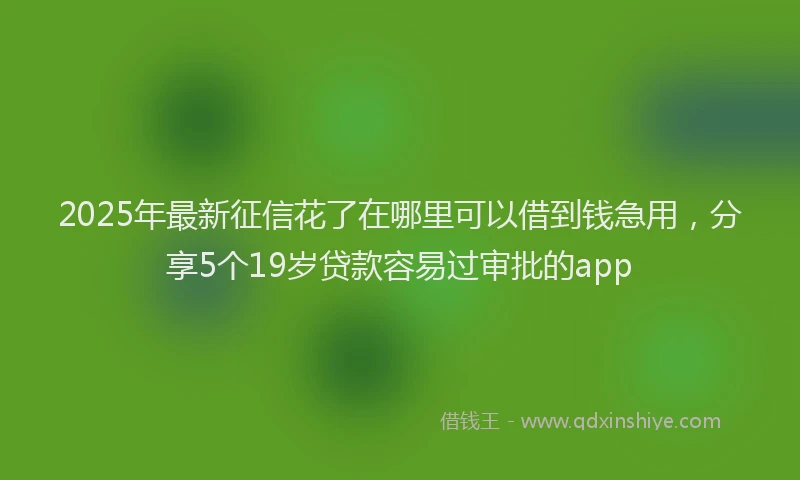 2025年最新征信花了在哪里可以借到钱急用，分享5个19岁贷款容易过审批的app