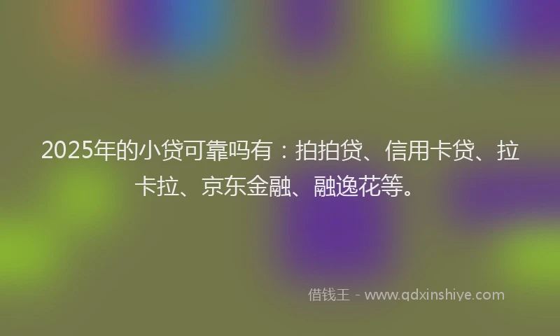 2025年的小贷可靠吗有：拍拍贷、信用卡贷、拉卡拉、京东金融、融逸花等。