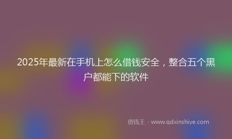 2025年最新在手机上怎么借钱安全，整合五个黑户都能下的软件