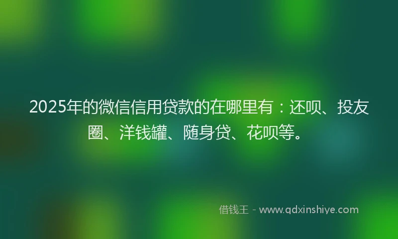 2025年的微信信用贷款的在哪里有：还呗、投友圈、洋钱罐、随身贷、花呗等。