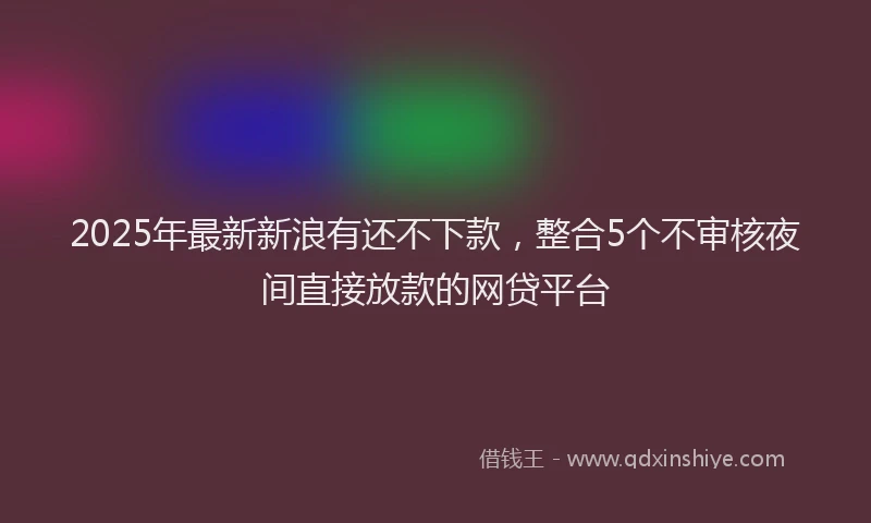 2025年最新新浪有还不下款，整合5个不审核夜间直接放款的网贷平台