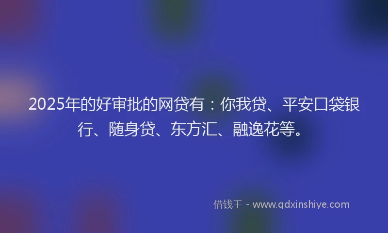 2025年的好审批的网贷有：你我贷、平安口袋银行、随身贷、东方汇、融逸花等。