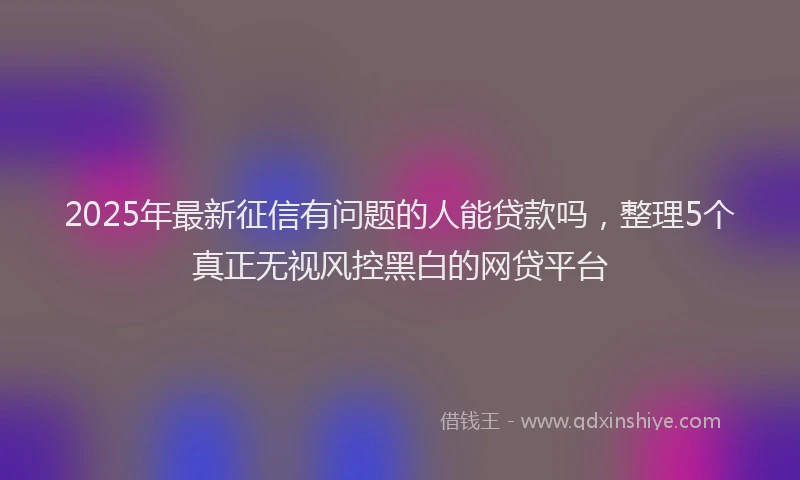 2025年最新征信有问题的人能贷款吗，整理5个真正无视风控黑白的网贷平台