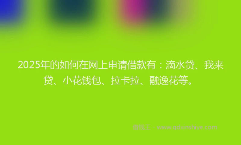 2025年的如何在网上申请借款有：滴水贷、我来贷、小花钱包、拉卡拉、融逸花等。