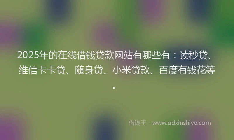 2025年的在线借钱贷款网站有哪些有：读秒贷、维信卡卡贷、随身贷、小米贷款、百度有钱花等。