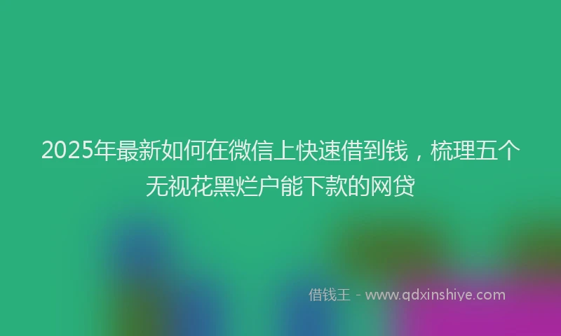 2025年最新如何在微信上快速借到钱，梳理五个无视花黑烂户能下款的网贷