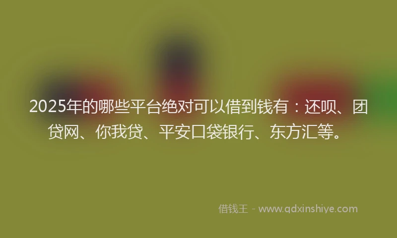 2025年的哪些平台绝对可以借到钱有：还呗、团贷网、你我贷、平安口袋银行、东方汇等。