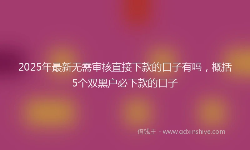 2025年最新无需审核直接下款的口子有吗，概括5个双黑户必下款的口子