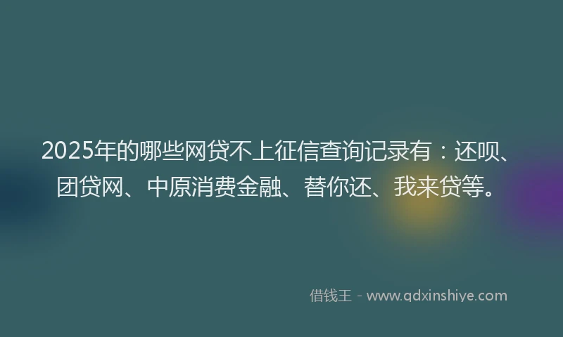 2025年的哪些网贷不上征信查询记录有：还呗、团贷网、中原消费金融、替你还、我来贷等。