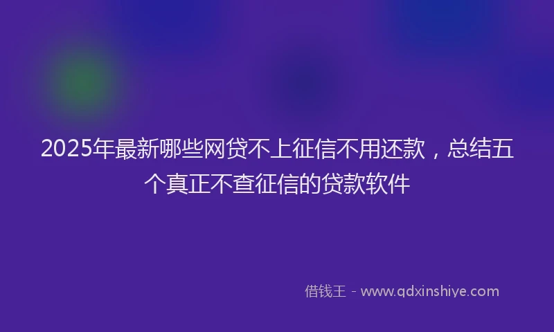 2025年最新哪些网贷不上征信不用还款，总结五个真正不查征信的贷款软件