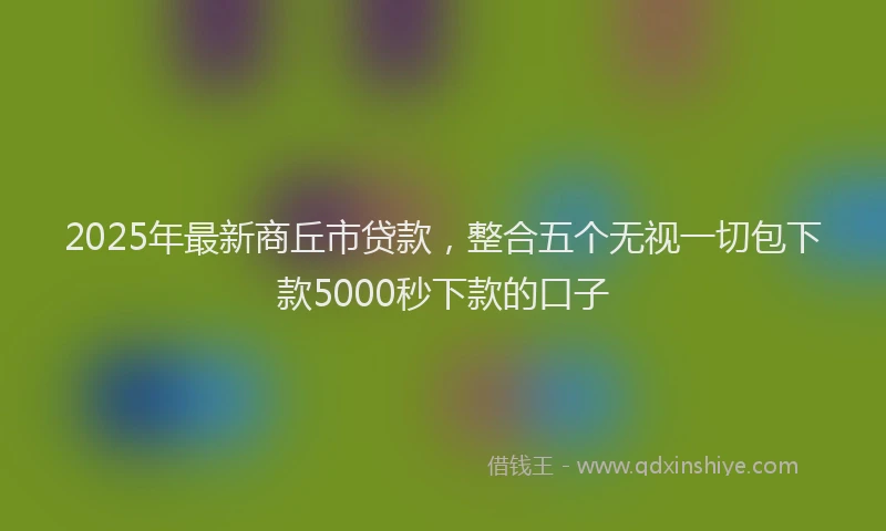 2025年最新商丘市贷款，整合五个无视一切包下款5000秒下款的口子