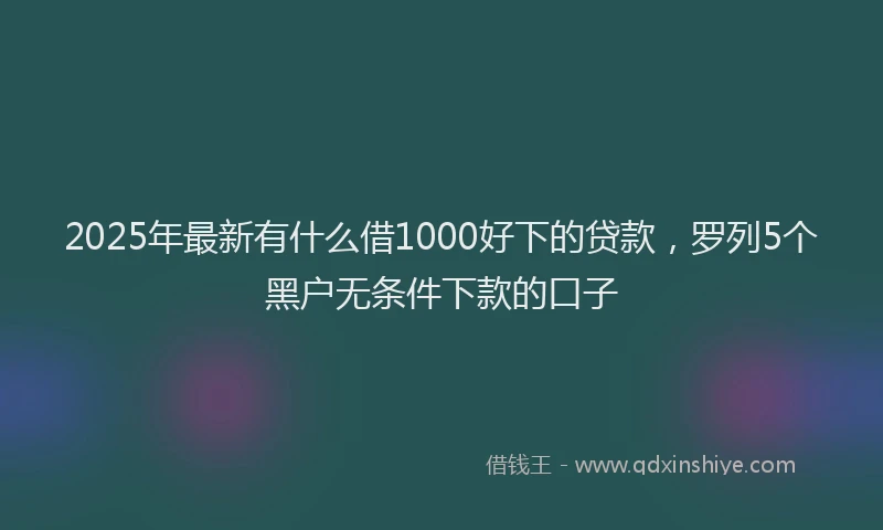 2025年最新有什么借1000好下的贷款，罗列5个黑户无条件下款的口子