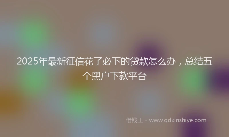 2025年最新征信花了必下的贷款怎么办，总结五个黑户下款平台