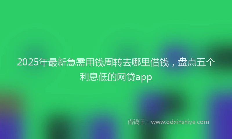 2025年最新急需用钱周转去哪里借钱，盘点五个利息低的网贷app