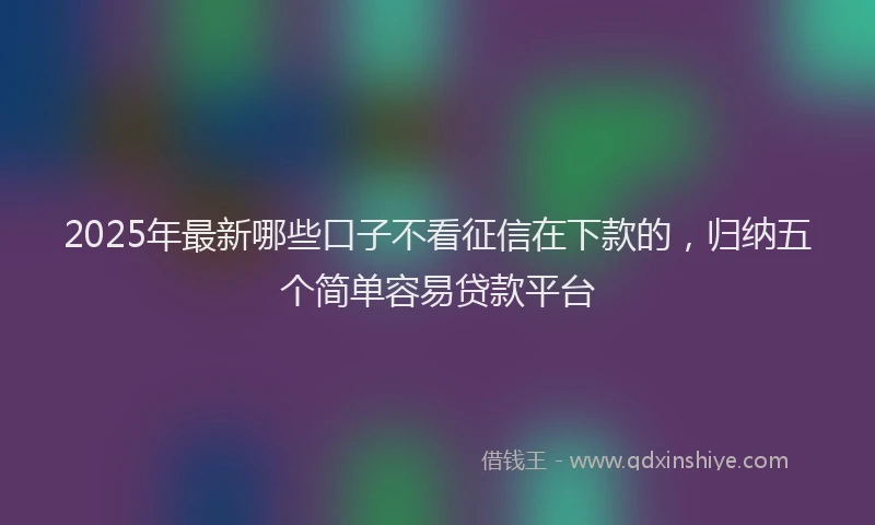 2025年最新哪些口子不看征信在下款的，归纳五个简单容易贷款平台