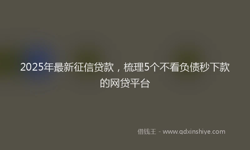 2025年最新征信贷款，梳理5个不看负债秒下款的网贷平台