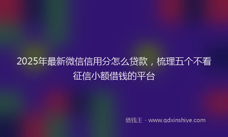 2025年最新微信信用分怎么贷款，梳理五个不看征信小额借钱的平台