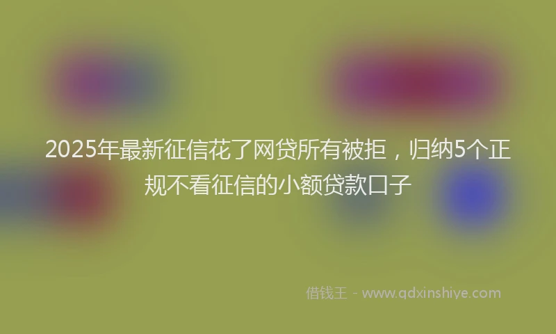 2025年最新征信花了网贷所有被拒，归纳5个正规不看征信的小额贷款口子