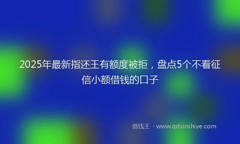2025年最新指还王有额度被拒，盘点5个不看征信小额借钱的口子