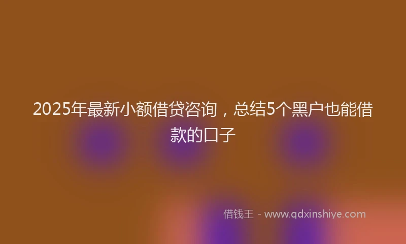 2025年最新小额借贷咨询，总结5个黑户也能借款的口子