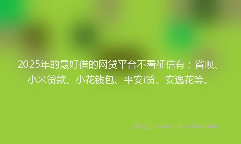 2025年的最好借的网贷平台不看征信有：省呗、小米贷款、小花钱包、平安i贷、安逸花等。