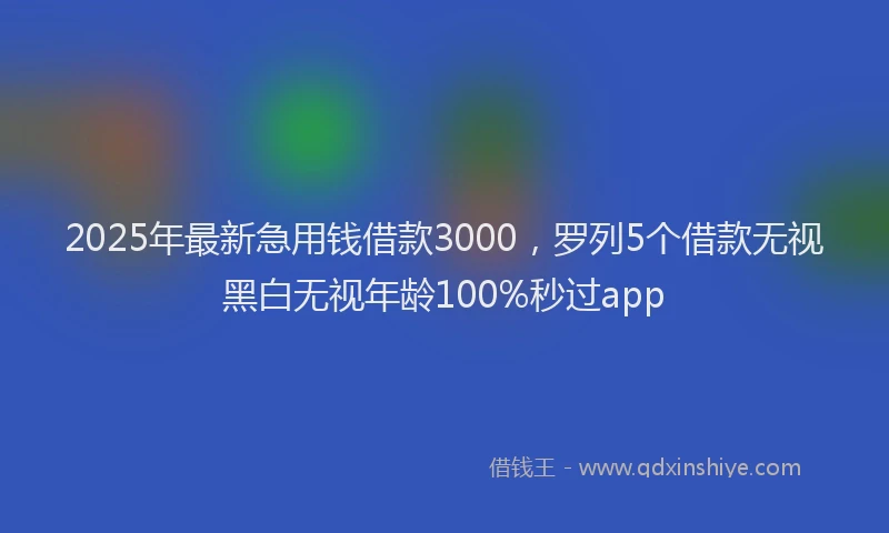 2025年最新急用钱借款3000，罗列5个借款无视黑白无视年龄100%秒过app