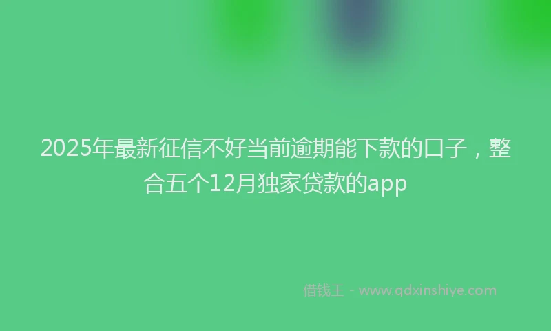 2025年最新征信不好当前逾期能下款的口子，整合五个12月独家贷款的app
