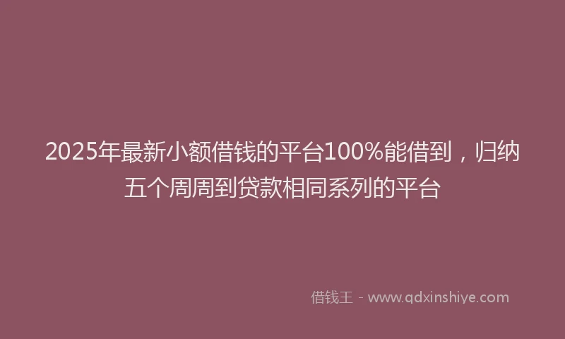 2025年最新小额借钱的平台100%能借到，归纳五个周周到贷款相同系列的平台