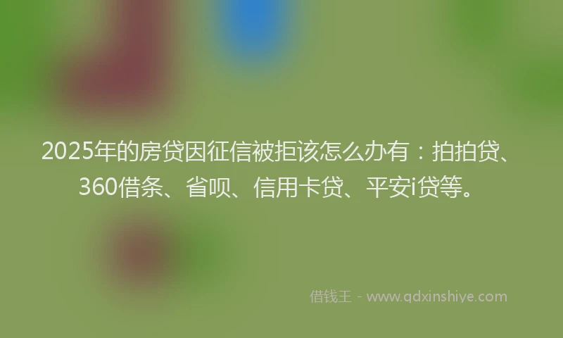 2025年的房贷因征信被拒该怎么办有：拍拍贷、360借条、省呗、信用卡贷、平安i贷等。