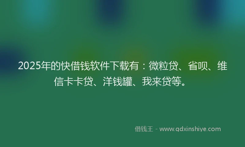 2025年的快借钱软件下载有：微粒贷、省呗、维信卡卡贷、洋钱罐、我来贷等。