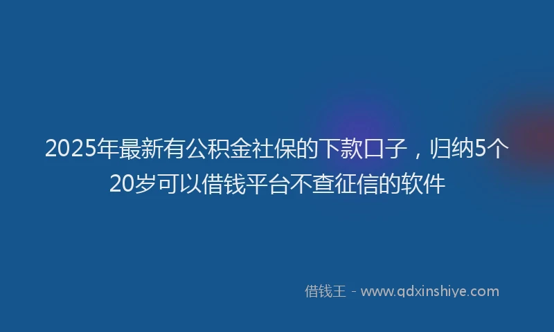 2025年最新有公积金社保的下款口子，归纳5个20岁可以借钱平台不查征信的软件