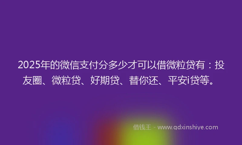 2025年的微信支付分多少才可以借微粒贷有：投友圈、微粒贷、好期贷、替你还、平安i贷等。