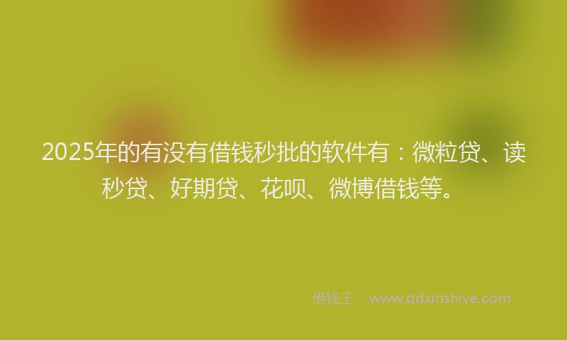 2025年的有没有借钱秒批的软件有：微粒贷、读秒贷、好期贷、花呗、微博借钱等。