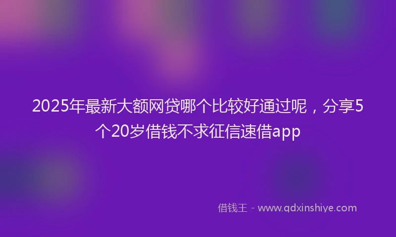 2025年最新大额网贷哪个比较好通过呢，分享5个20岁借钱不求征信速借app
