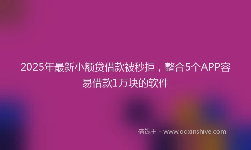 2025年最新小额贷借款被秒拒，整合5个APP容易借款1万块的软件